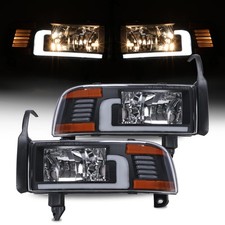 Headlight LED DRL Clear Lens Black Housing for Dodge Ram 1500 2500 1994 2002