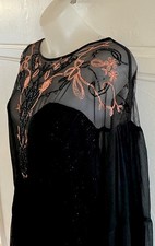 Free People Beaded Embroidered PANAMA CITY Mini Dress Black Boho Goth Size Large