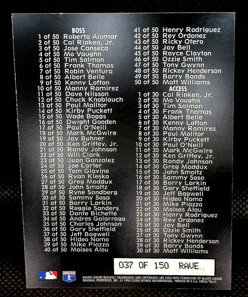 Frank Thomas 1996 Fleer Skybox Circa RAVE Lista de Verificação SP /150 White Sox HOF Resistente - Imagem 2 de 2