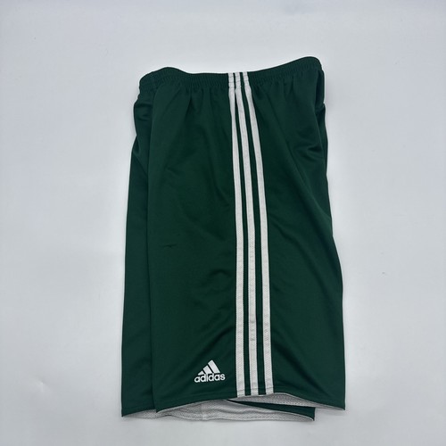 Adidas Reversible Shorts Youth Boys L 13-14 Y Green Striped & White Logo.#30156 - Picture 11 of 15