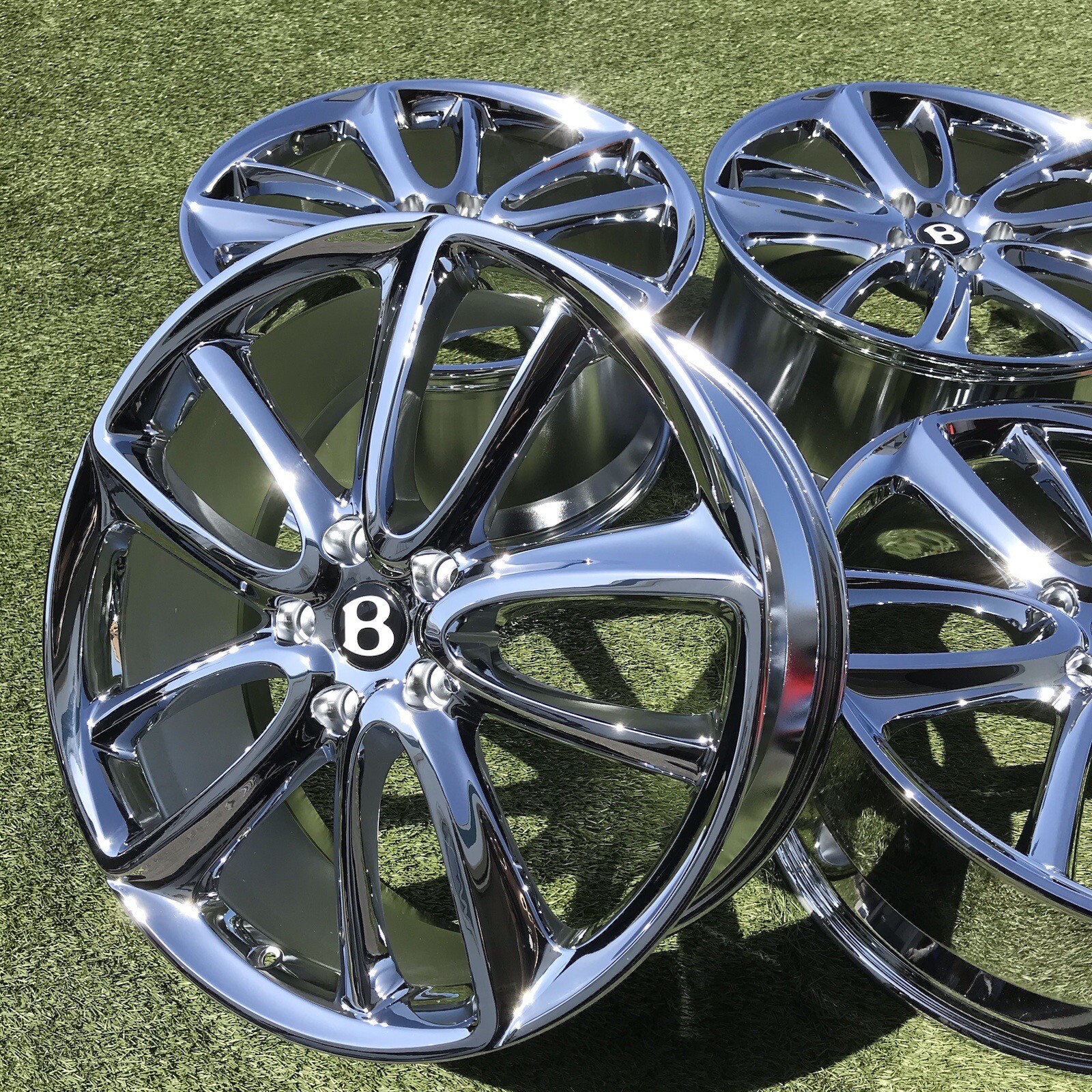 22" BENTLEY 2023 CONTINENTAL RIMS OEM GENUINE SET NEW CHROME PERFERCT SET 4 FACT