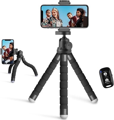 UBeesize Phone Tripod, Portable and Flexible Tripod with Wireless Remote and Cli