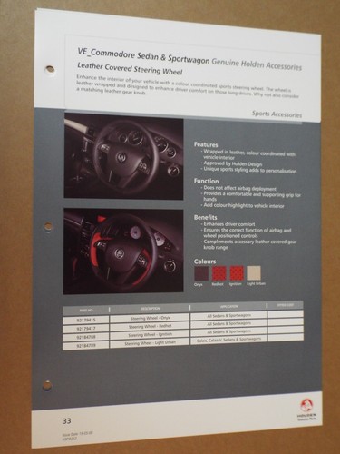 2008 Holden VE original dealer 35 single sided accessories sheets Rare - Picture 12 of 12