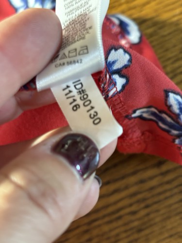 Express red/blue floral rayon sleeveless tank, L - Picture 8 of 8