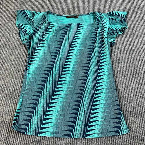 The Limited Blouse Womens XS Extra Small Blue Lightweight Stretch Short Sleeve