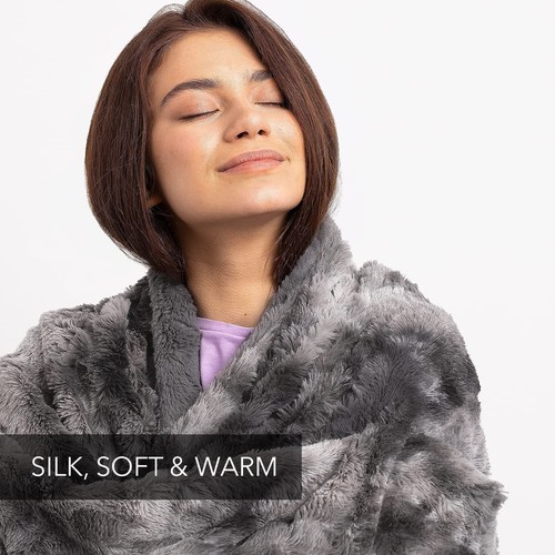 51in x 63in Reversible Faux Fur Blanket Soft Warm Fluffy Bed Sofa Throw Shaggy - Picture 39 of 50