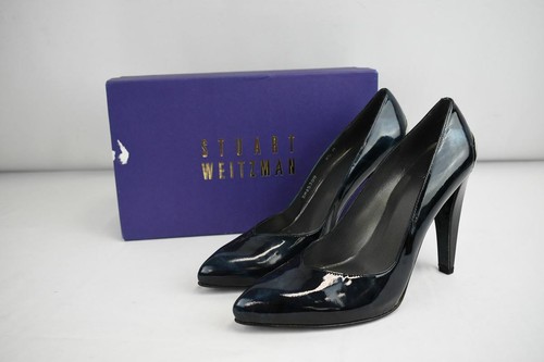 NUOVO STUART WEITZMAN End future nero navy 8,5 décolleté nero tacchi blu brevetto - Foto 10 di 11