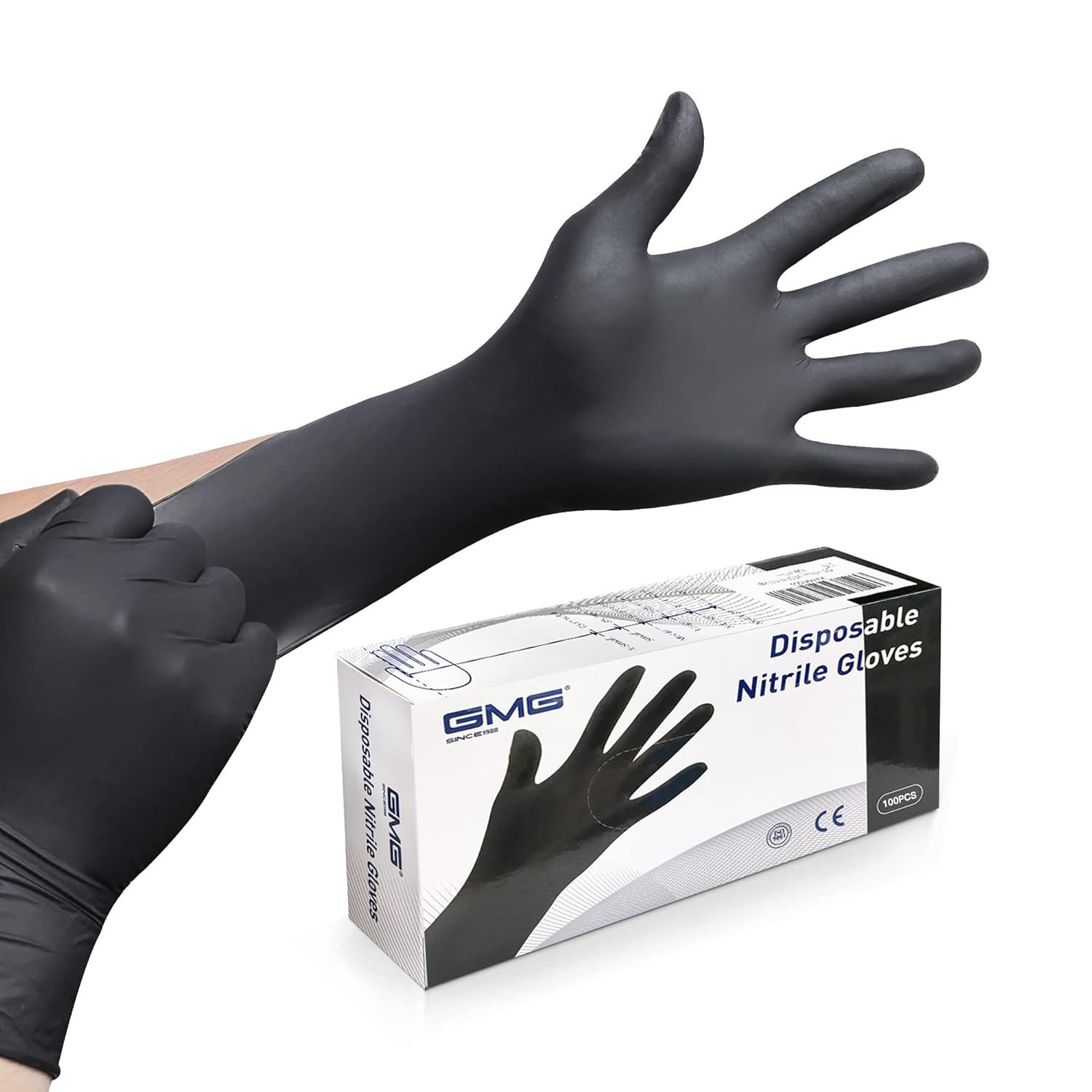 Black Nitrile Exam Gloves Large 100-Count 4 Mil Disposable