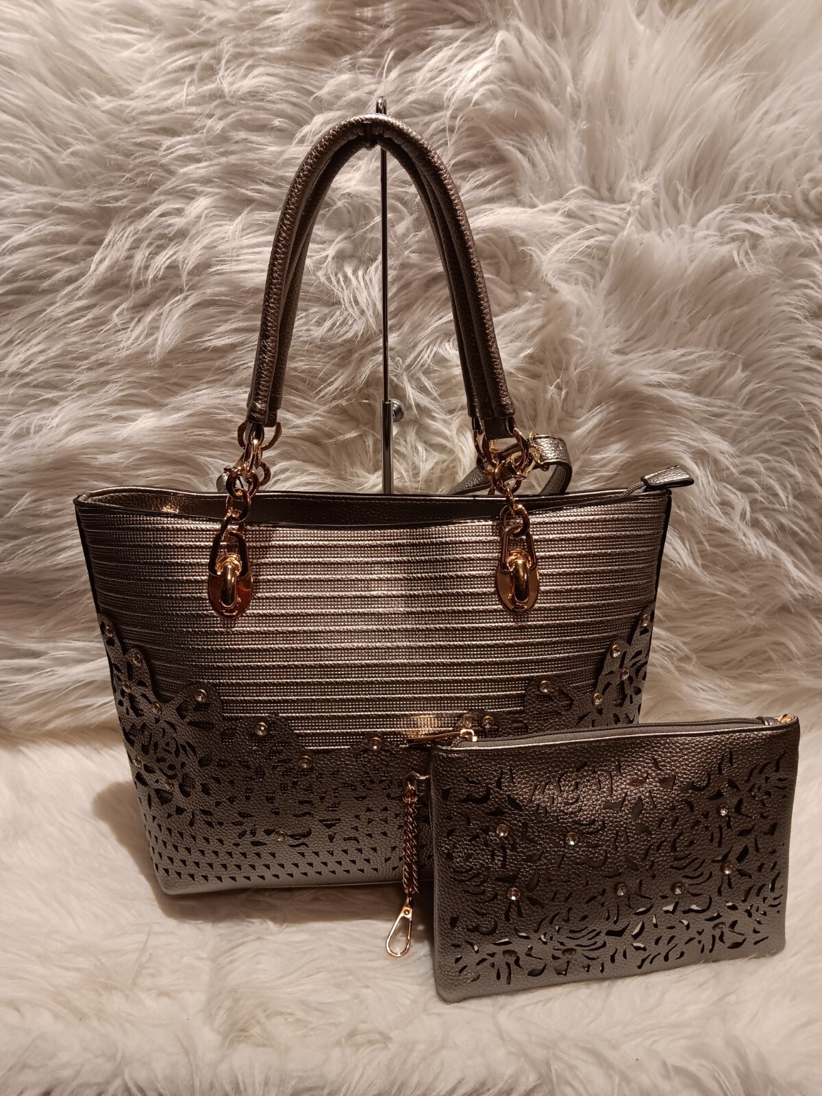 **Pewter Rhinestone Handbag Set by Handbag Express**  -image