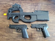 Fn Herstal P90 Airsoft Aeg W/ Beretta and Sig Pistols