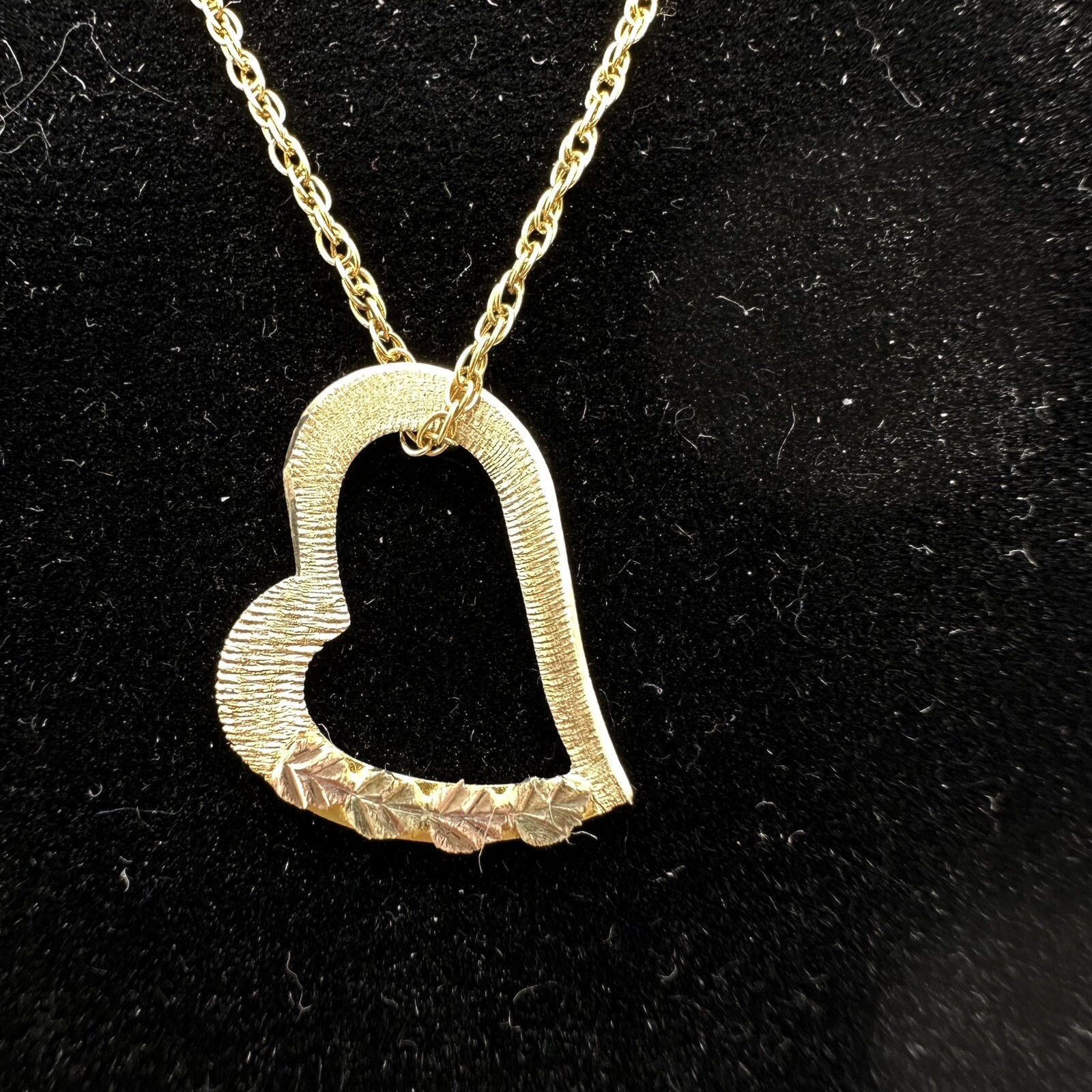 Landstrom's 10K Black Hills Gold Floating Heart Pendant On 12k GF