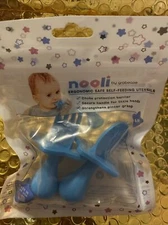 Grabease Baby and Toddler Self-Feeding Utensils Spoon and Fork Set. Blue