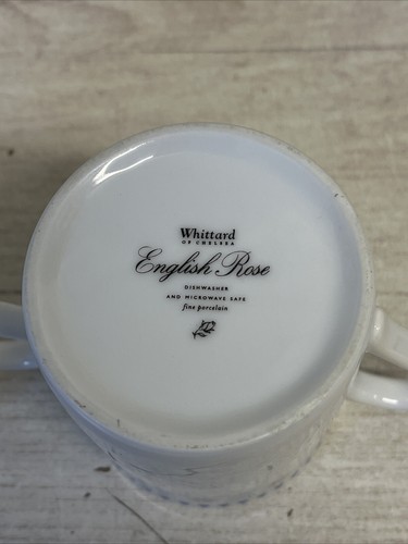 2 x Whittard Of Chelsea English Rose Mugs Fine Porcelain White & Blue Floral VGC - Picture 10 of 10