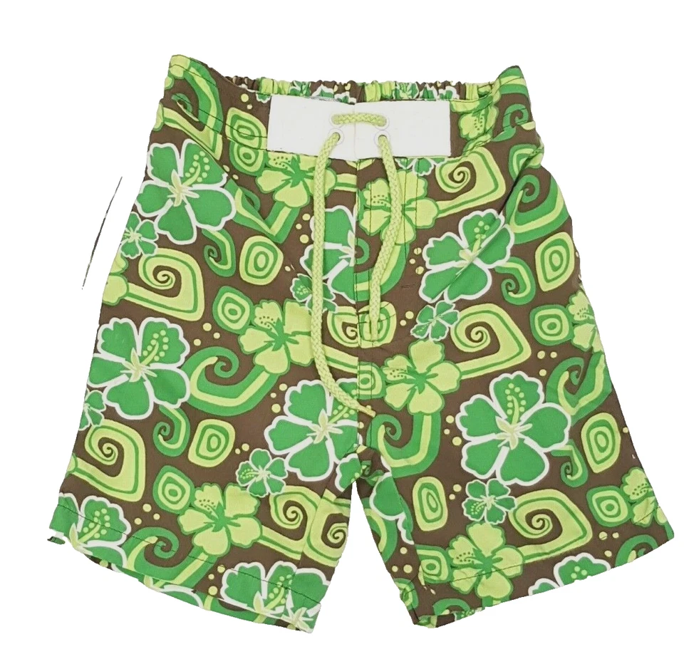 Hema Badeshorts Badehose Gr. 86 Jungen Schwimmshorts Bermuda grün Sommerprint