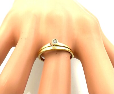 Bague Or 18 Carats Avec Diamant 0,05 Ct - Poids 1,81 G - Taille 55 - Occasion - Style Solitaire