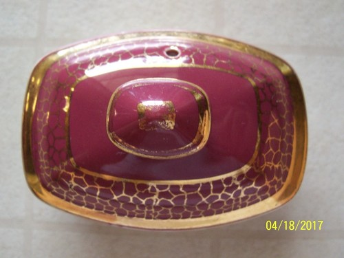 Vintage HALL 6 Cup Teapot - Maroon with Gold Accents 0113 - Picture 10 of 12