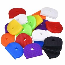 100 x Coloured Key Top Cover Caps Assorted Head Covers ID Tag Cap Ring Keyring
