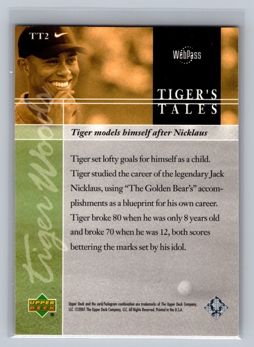 2001 Upper Deck Tiger's Tales Tiger Woods #TT2 Rookie Card - Picture 2 of 2