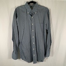 Peter Millar Dress Shirt Men Medium Blue Plaid Long Sleeve Button Up 100 Cotton