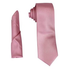Mens Solid Color Neck Tie  Hanky Pocket Square Set Slim/Medium 2.75 In 7cm AZAR