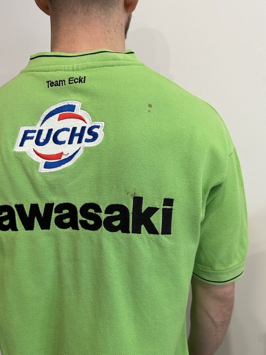 VINTAGE KAWASAKI RACING TEAM ECKL MOTO SHIRT FUCHS MENS size