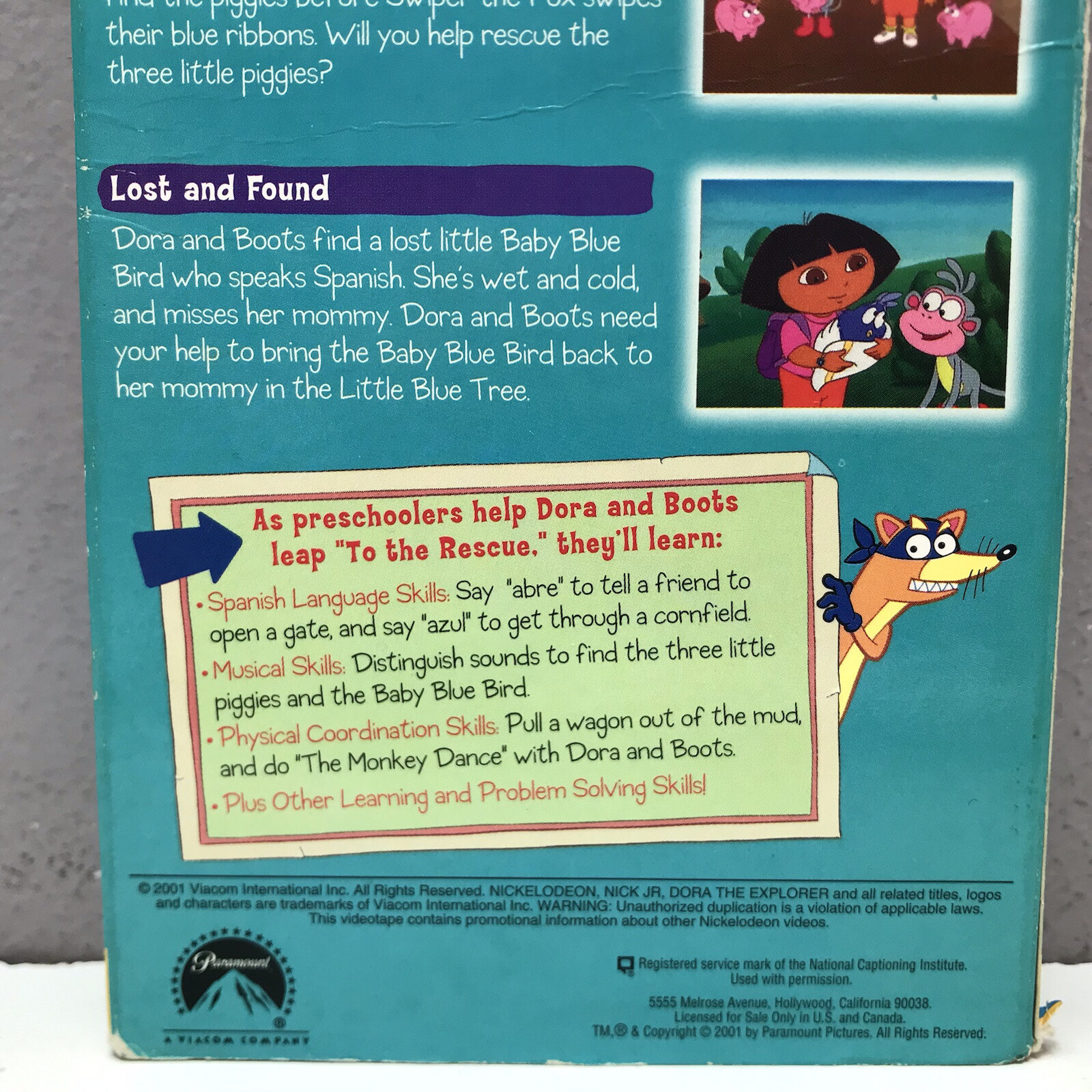 Nick Jr Dora the Explorer Dora To The Rescue VHS Video Tape Nickelodeon