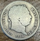 1816 King George III Silver Shilling Worn Condition 5.0g Sterling Silver