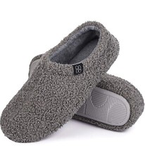 Women's Fuzzy Curly Fur Memory Foam Loafer Slippers with Polar 7-8 Grey