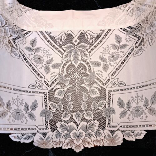 Vintage Heritage Lace Heirloom Valance 60” x 22” White Curtain  - Afbeelding 1 van 5
