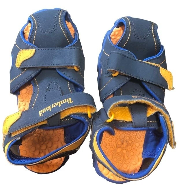 Scarpe da passeggio con cinturini per bambini di Timberland taglia 13 blu scuro arancione