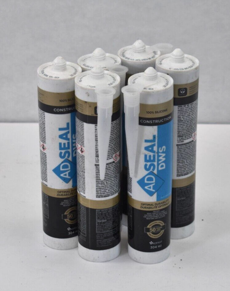 Lot of 6 ADSeal DWS Silicone Construction Sealant Cartridges 304mL Exp
