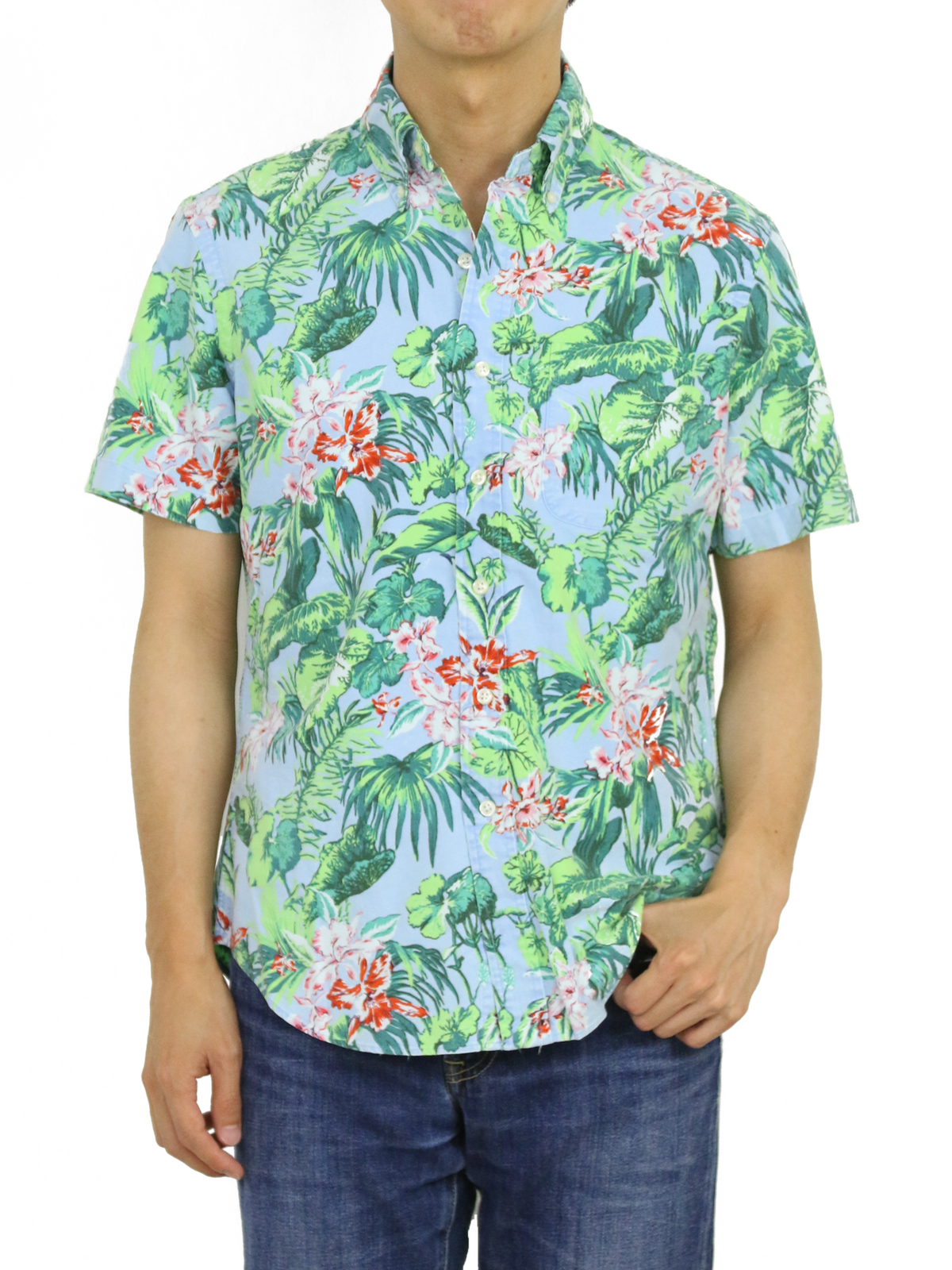 Polo Ralph Lauren Classic Fit Button Front Hawaiian Palm Floral Shirt Blue  (l) for sale online | eBay