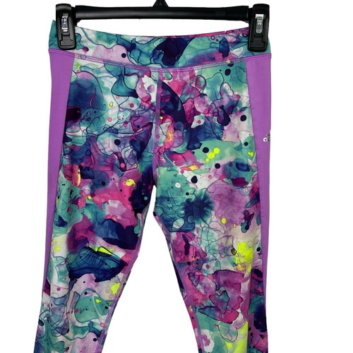 adidas Girls Athletic Pull-on Pants Sz Large (12/14) Geometric Print Stretch - Picture 3 of 9