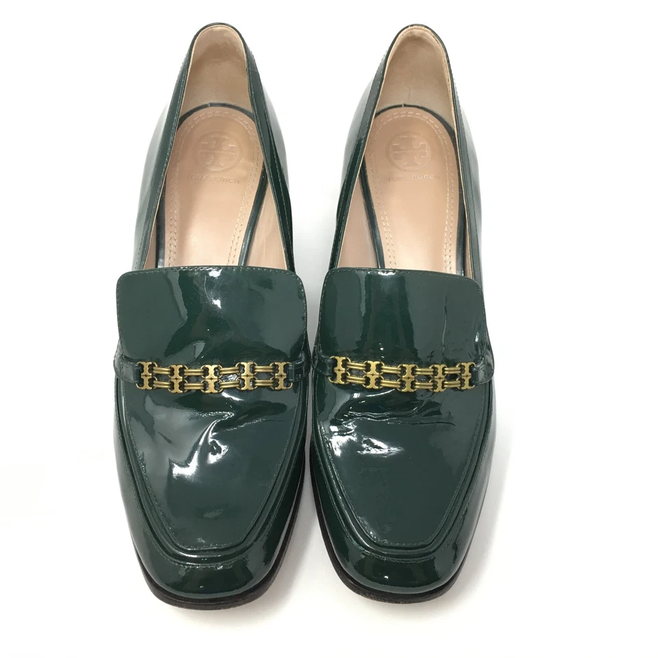 Tory Burch Gemini Link Pump Heels Clogs Shoes Womens Size 8.5 Green Patent - Image 4 of 4