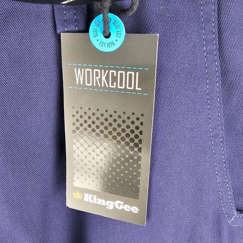 King Gee Cargo Work Pants Mens Size 102S Navy Blue Reflective Tape Pockets NWT - Picture 3 of 8
