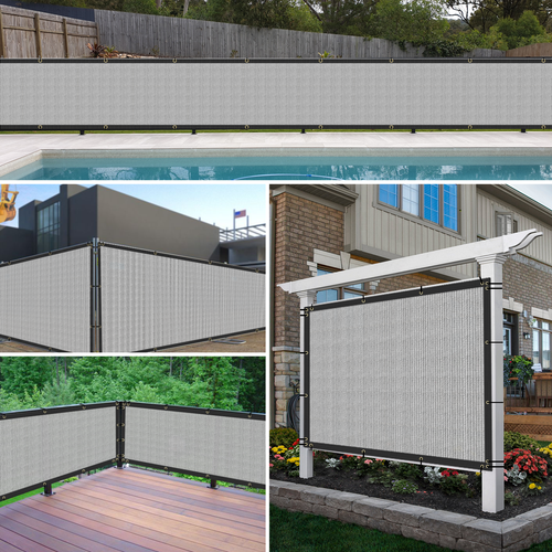 4' 5' 6' 8' Privacy Fence Screen Windscreen Heavy Duty Fabric Shade Cover Gray - 第 11/12 張圖片