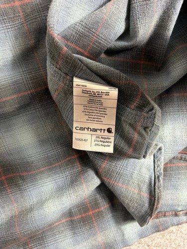 Carhartt Pearl Snap Flannel Shirt Mens Size 2XL Blue Relaxed Fit - 第 12/14 張圖片