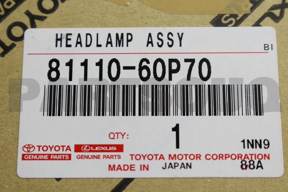 Toyota 8111060P70 Genuine Headlamp Assy 81110-60P70 | Genuine OEM