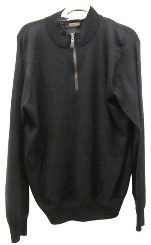 Herren Peter Millar schwarz Viertel Reißverschluss Langarm Pullover Größe Large Seide Wolle