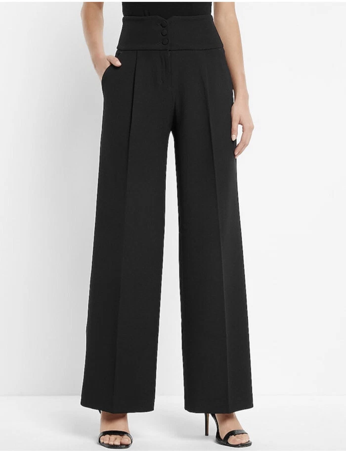 High-Waist Trouser Wide Leg Pant - Espresso