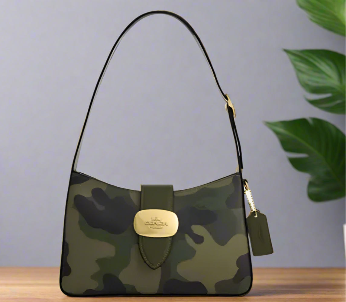 Coach Eliza Shoulder Bag Camo Leather Zip Medium CV949 Coach Eliza Shoulder Bag Camo Leather Zip Medium CV949