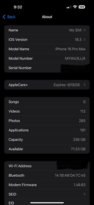 Iphone 16 Pro Max Unlocked With Tik Tok Apple Care Until 2026