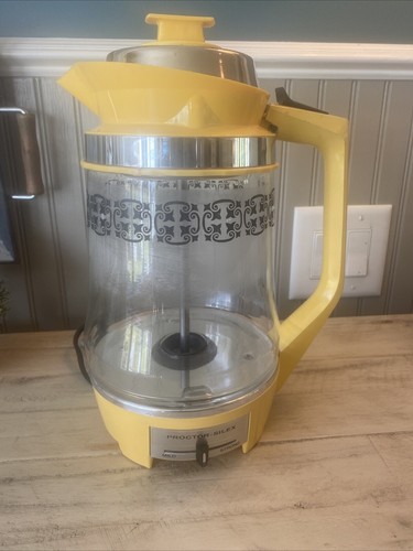 Vintage Rare 1970s Proctor Silex Percolator Glass Electric Coffee Pot Yellow - Picture 9 of 13