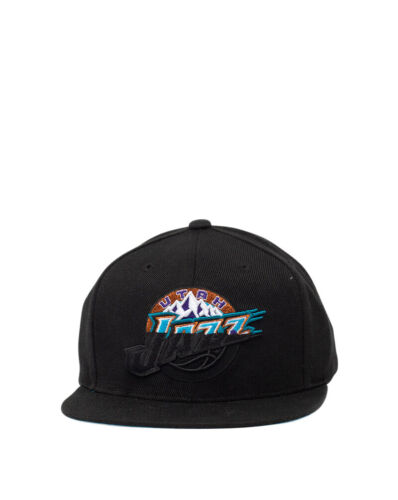 Men's Mitchell & Ness Black/Teal NBA Utah Jazz Black Dip Down Snapback - OSFA