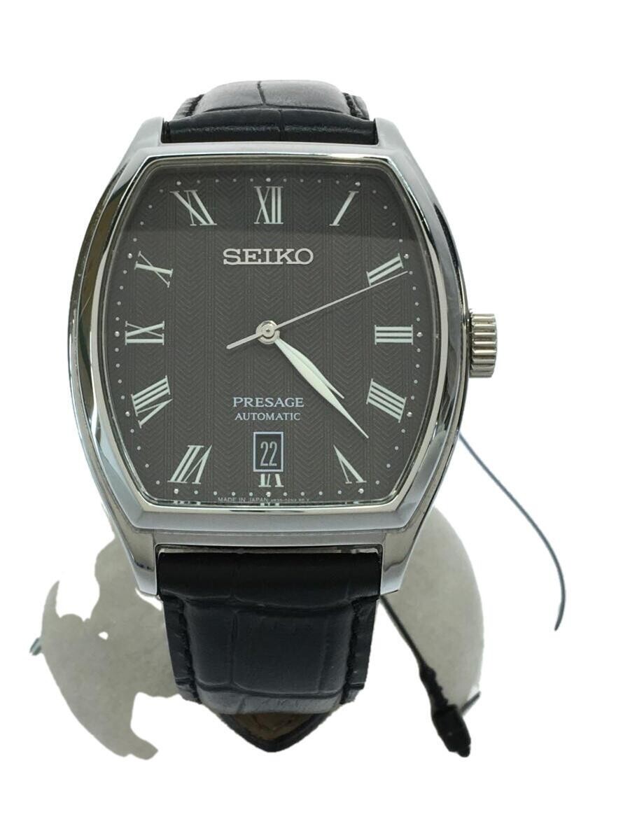 SEIKO◇presage/4r35-02v0/自動巻腕時計/アナログ/レザー/BLK/BLK/SS