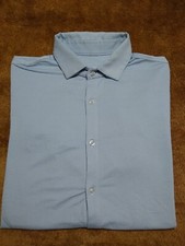 Mizzen  Main Shirt Men's XL Trim Fit Blue Check Button Up Long Sleeve Made USA