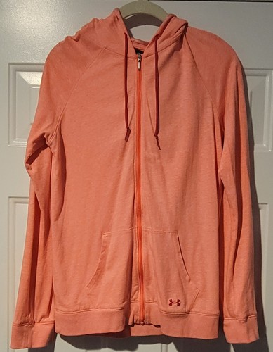 Under Armour HeatGear Charged Full Zip Striped Hoodie Women M Semi-Fitted Pink - Picture 2 of 4