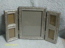 Silver Photo Frame Holds 1- 5" X 7"Photo  4 - 1.5" X 2.5" Photos