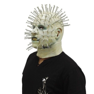 Halloween Mask Pinhead Ghost Scary Latex Helmet Horror Room Escape ...