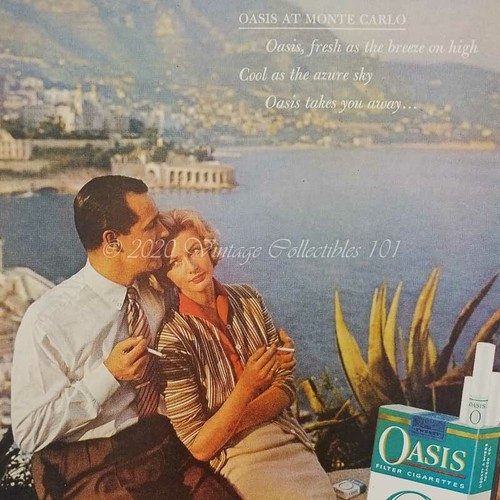 1959 Oasis Cigarettes Couple Monte Carlo Coast photo art decor vintage print ad - Picture 8 of 12